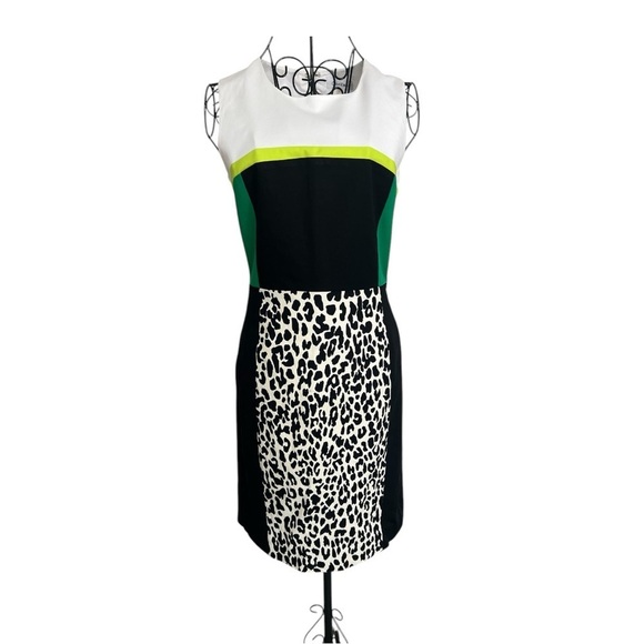 Calvin Klein Multicolor Leopard Print A-Line Sleeveless Mini Dress – Size 2 - Picture 1 of 12
